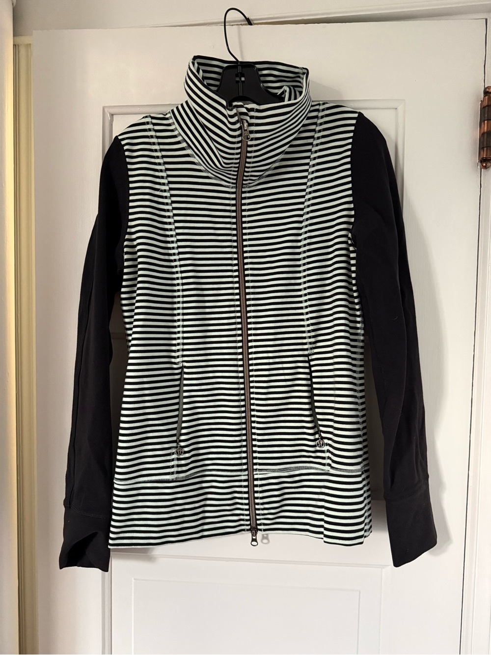 lululemon athletica Striped Zip-Up Collar Jacket, About a size 8